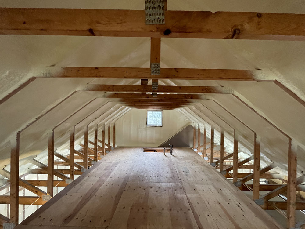Polyurethane spray foam in Worcester Mass. Attic space and vaulted ceilings